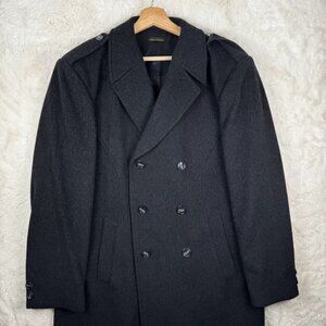 Vintage Virany Double Breasted Wool Overcoat Peacoat Charcoal Men’s Size 40 L